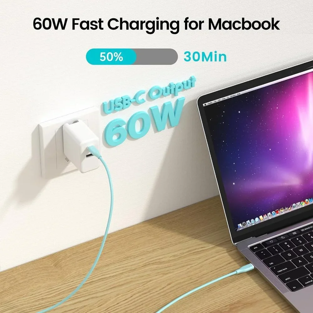2-Pack 6ft USB C Fast Charging Cables for iPhone, Samsung, MacBook